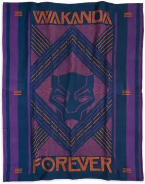 Disney Wakanda Forever Black Panther World of Wakanda Plaid Throw Manta