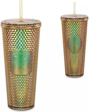 Walt Disney World 50th Anniversary Geometric Starbucks Tumbler with Straw  Gold