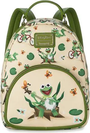 Disney Parks Kermit the Frog with Ukulele Butterflies Loungefly Mini Backpack