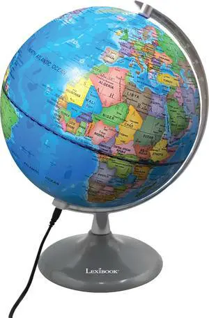 Lexibook - Luminous day and night globe  map of earth during the day and map of constellations lighting up (English)