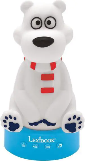Lexibook 3D design Teddy Bear story teller with night light, music and color change 17cm (English)