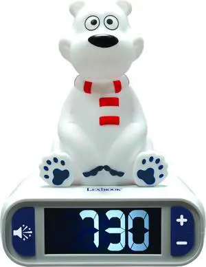 Lexibook Alarm Clock with Night Light 3D design Animals Polar Bear and sound effects - RL800PB