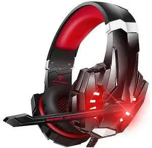 Stereo Pro Gaming Headset with Mic, Noise Cancelling Over-Ear LED Headphones, Red - Multi-Platform Compatible Stereo Pro Gaming Headset with Mic, Noise Cancelling Over-Ear LED Headphones, Red - Multi-Platform Compatible