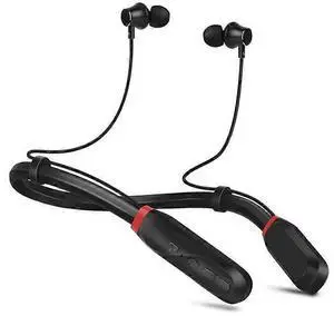 i35-JPO Bluetooth Earbuds, 120H Playback, Waterproof Neckband, Mic, Stereo Sound (Black)