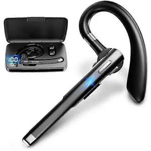 Bluetooth 5.2 Wireless Earpiece with 100H Charging Case, Mute Mic for Office & Driving (Black) Bluetooth 5.2 Wireless Earpiece with 100H Charging Case, Mute Mic for Office & Driving (Black)