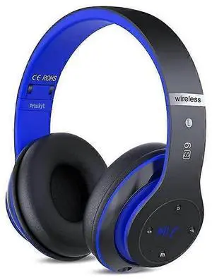 Wireless Bluetooth 5.0 Over-Ear Headphones, Hi-Fi Stereo with 20H Playtime, Foldable & Built-in Mic (Blue)