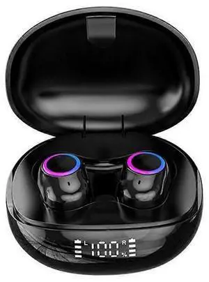 Bluetooth 5.2 Wireless Earbuds with LED Display, IPX5 Waterproof, HiFi Sound & Mic (Black)