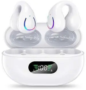 Bluetooth 5.3 Wireless Earbuds with LED Case, IPX7 Waterproof Ear Clip Headphones, 36H Playback (White) Bluetooth 5.3 Wireless Earbuds with LED Case, IPX7 Waterproof Ear Clip Headphones, 36H Playback (White)
