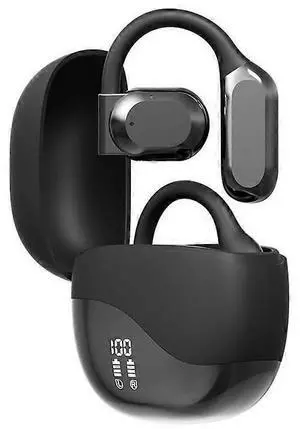 Open-Ear Bluetooth 5.3 Headphones with LED Display, 58H Playtime, Secure Fit (Black)