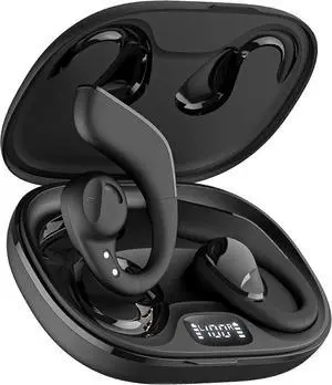 Open-Ear Headphones Bluetooth 5.3, 60H Playtime, IPX5 Waterproof, 16.2mm Drivers, Secure Fit for Running & Sports (Black)