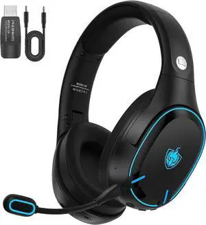 Dual-Chip Wireless Gaming Headset, Bluetooth 5.3 & 2.4GHz, 30H Battery, Noise Cancelling Mic for PC/PS5/Switch (Black) Dual-Chip Wireless Gaming Headset, Bluetooth 5.3 & 2.4GHz, 30H Battery, Noise Cancelling Mic for PC/PS5/Switch (Black)