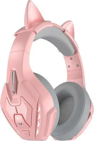 Pink Cat Ear Gaming Headset with Bluetooth 5.3, Detachable Mic for PC, Mobile, Laptop Pink Cat Ear Gaming Headset with Bluetooth 5.3, Detachable Mic for PC, Mobile, Laptop