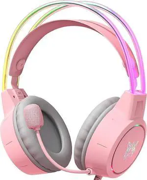 Pink Gaming Headset with Virtual Surround Sound & Noise Cancelling Mic for PC/PS4/PS5/XBOX/Switch Pink Gaming Headset with Virtual Surround Sound & Noise Cancelling Mic for PC/PS4/PS5/XBOX/Switch