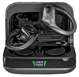 BX31 Bluetooth 5.3 Earbuds, 75H Playtime, IPX7 Waterproof, Wireless Charging Case, Sports Headphones
