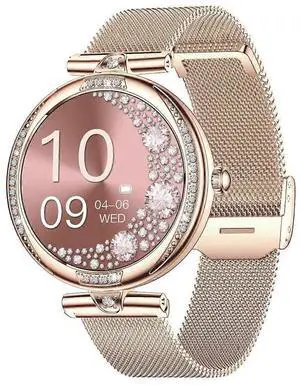 Ecocleanpath Women's Smart Watch with Diamond AMOLED Screen, Call/Msg, HR/BP/SpO2 Monitor, IP68 Waterproof