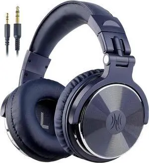 Studio Monitor Headphones, 50mm Driver Wired Bass Headsets with Mic & Share Port, Foldable for Recording/Mixing