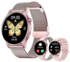 Ecocleanpath Women's Smartwatch 1.43" AMOLED, Heart Rate/Sleep Monitor, 100+ Sports Modes, Call Function, Pink Ecocleanpath Women's Smartwatch 1.43" AMOLED, Heart Rate/Sleep Monitor, 100+ Sports Modes, Call Function, Pink