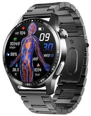 Ecocleanpath Smartwatch with ECG, Blood Sugar & Uric Acid Tracking, Bluetooth Calling, SOS, 1.55" HD Screen (Black) Ecocleanpath Smartwatch with ECG, Blood Sugar & Uric Acid Tracking, Bluetooth Calling, SOS, 1.55" HD Screen (Black)