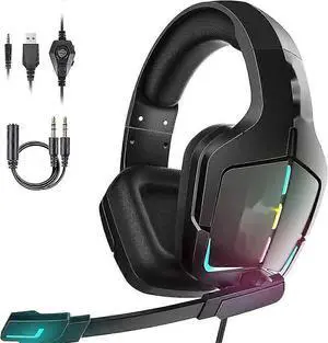 Cool LED Gaming Headset with Mic, Over-Ear Noise Isolation, Multi-Platform PC/PS4/Xbox (Black) Cool LED Gaming Headset with Mic, Over-Ear Noise Isolation, Multi-Platform PC/PS4/Xbox (Black)