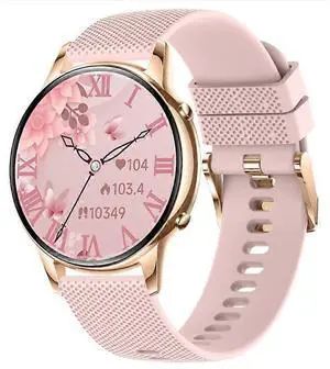 Ecocleanpath Smartwatch for Women: 1.32" AMOLED, Bluetooth Calling, Health Tracking, Pink Round Design