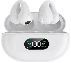 5.3 Wireless Open Ear Clip Earbuds, Noise Canceling Sports Headphones with Earhooks (White) 5.3 Wireless Open Ear Clip Earbuds, Noise Canceling Sports Headphones with Earhooks (White)