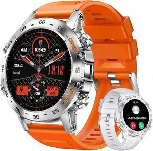 Ecocleanpath Men's Smart Watch with Bluetooth Calls, 1.39'' HD Touchscreen, 5ATM Waterproof, Blood Pressure & Heart Rate Monitor - Orange Ecocleanpath Men's Smart Watch with Bluetooth Calls, 1.39'' HD Touchscreen, 5ATM Waterproof, Blood Pressure & Heart Rate Monitor - Orange