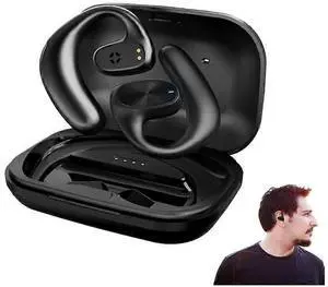 Air Conduction Wireless Earbuds with Charging Case, 300H Playtime, Noise Cancelling Mic for Running & Sports (Black) Air Conduction Wireless Earbuds with Charging Case, 300H Playtime, Noise Cancelling Mic for Running & Sports (Black)
