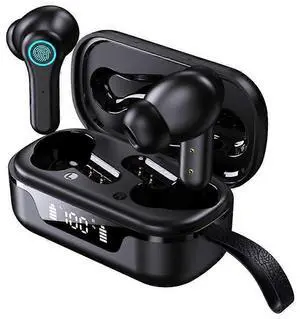 Wireless Bluetooth Earbuds, 100H Playtime, IPX7 Waterproof, Touch Control, 4 HD Mics, CVC 8.0 (Black)