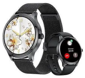 Ecocleanpath LW92 Smart Watch for Women, Black - 1.32" Touchscreen, Heart Rate & Menstrual Tracker, IP68 Waterproof