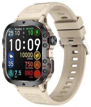 Ecocleanpath Men's Smart Watch 1.96" Military Style, Call & Health Monitor, 7-Day Battery, Android Compatible - Khaki Ecocleanpath Men's Smart Watch 1.96" Military Style, Call & Health Monitor, 7-Day Battery, Android Compatible - Khaki