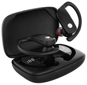 Wireless Earbuds with LED Display, Waterproof Bluetooth Headphones for Sports Running Workout (Black)