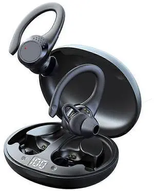 Bluetooth 5.2 Wireless Earbuds with Noise Cancelling, 40H Playtime & Secure Fit for Sports (Black)