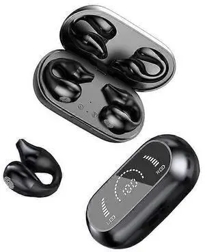 Sports Wireless Bone Conduction Earbuds, Bluetooth 5.2 Open-Ear Clip with LED Display, 20H Playtime, IPX7 Waterproof (Black) Sports Wireless Bone Conduction Earbuds, Bluetooth 5.2 Open-Ear Clip with LED Display, 20H Playtime, IPX7 Waterproof (Black)