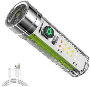 Ecocleanpath 350 Lumen Rechargeable Flashlight, 8 Modes IPX6 Waterproof Magnetic LED Light for Emergencies