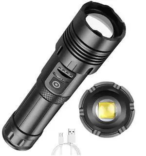 Ecocleanpath Rechargeable High Lumen Tactical Flashlight, 1640ft Beam & Power Bank, Black
