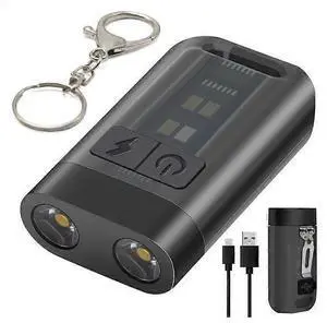 Ecocleanpath USB-C Rechargeable Keyring Torch with Magnetic Base & UV Light | 100 Lumen EDC Flashlight