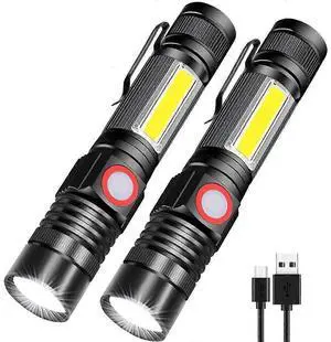 Ecocleanpath Magnetic Rechargeable LED Flashlight, 1000 Lumens Super Bright Tactical Light with COB Side Light & Zoom, USB Charging, Waterproof (Black) Ecocleanpath Magnetic Rechargeable LED Flashlight, 1000 Lumens Super Bright Tactical Light with COB Side Light & Zoom, USB Charging, Waterproof (Black)