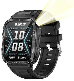 Ecocleanpath KT79 Smartwatch with Flashlight & Bluetooth Calling, 1.96" HD Fitness Tracker, 100+ Modes, Waterproof (Black) Ecocleanpath KT79 Smartwatch with Flashlight & Bluetooth Calling, 1.96" HD Fitness Tracker, 100+ Modes, Waterproof (Black)
