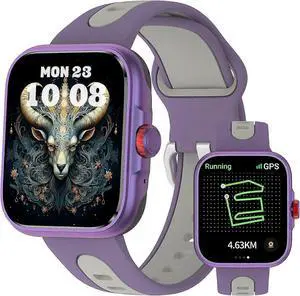 Ecocleanpath Smart Watch with Alexa & GPS, 1.78'' AMOLED, IP68 Waterproof, Heart Rate/SpO2 Monitor - Purple