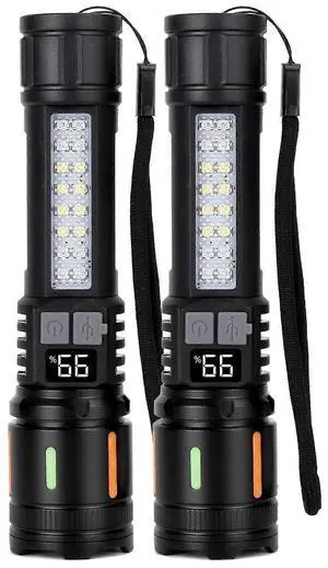 Ecocleanpath Rechargeable LED Flashlight 2-Pack, 3700ft Beam, 5 Modes, USB-C Fast Charging, IPX6 Waterproof for Outdoor