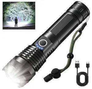 Ecocleanpath Ewenele 900,000 Lumens Tactical LED Flashlight, 5 Modes & Rechargeable, Black
