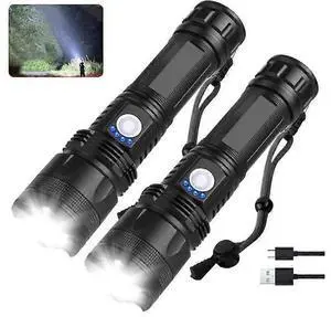 Ecocleanpath 900,000 Lumens Flashlight 2-Pack, 12H Rechargeable Waterproof LED Light for Camping & Home (Black) Ecocleanpath 900,000 Lumens Flashlight 2-Pack, 12H Rechargeable Waterproof LED Light for Camping & Home (Black)