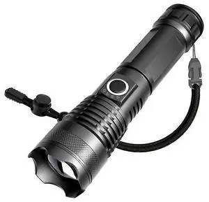 Ecocleanpath 900,000 Lumens LED Flashlight, Rechargeable & Waterproof, 5 Modes, Telescopic Focus (Black)