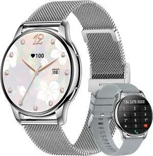 Ecocleanpath Women's Smartwatch 1.35" AMOLED, Waterproof Fitness Tracker, Bluetooth Call, 100+ Sports Modes, Silver Ecocleanpath Women's Smartwatch 1.35" AMOLED, Waterproof Fitness Tracker, Bluetooth Call, 100+ Sports Modes, Silver