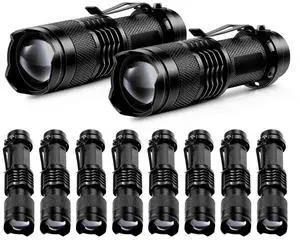 Ecocleanpath 10-Pack Black Mini LED Flashlight, 3-Mode Adjustable for Camping, Hiking & Outdoor Work