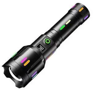 Ecocleanpath Rechargeable Aluminum Flashlight with Telescopic Focus & Luminous Shell, Black | Long-Range & Heat Dissipation