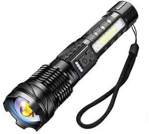 Ecocleanpath HOSONIC A76 20000 Lumens LED Flashlight with COB Side Light, 7 Modes & USB-C Rechargeable (Black) Ecocleanpath HOSONIC A76 20000 Lumens LED Flashlight with COB Side Light, 7 Modes & USB-C Rechargeable (Black)