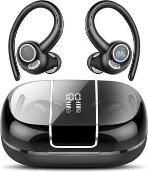 Bluetooth 5.3 Wireless Earbuds Sport, 48H Playtime IP7 Waterproof Over-Ear Headphones with Deep Bass