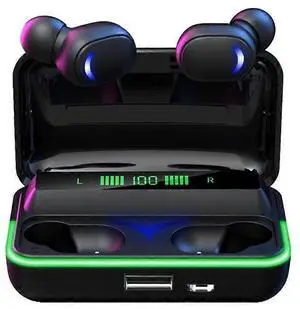 TWS Bluetooth 5.1 Earphones with Digital Display & Power Bank, 9D Stereo, Noise Cancelling Mic (Black) TWS Bluetooth 5.1 Earphones with Digital Display & Power Bank, 9D Stereo, Noise Cancelling Mic (Black)