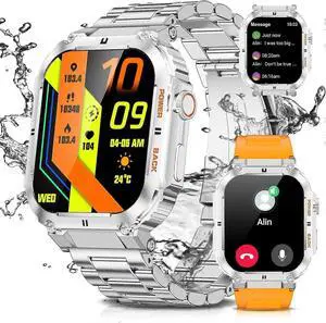 Ecocleanpath 1.96'' Smart Watch with Bluetooth Calls, 100+ Sports Modes, Heart Rate/SpO2/BP Monitor, 5ATM Waterproof